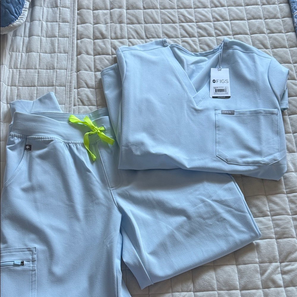 Figs Open Skies Scrub Set with Neon Accents